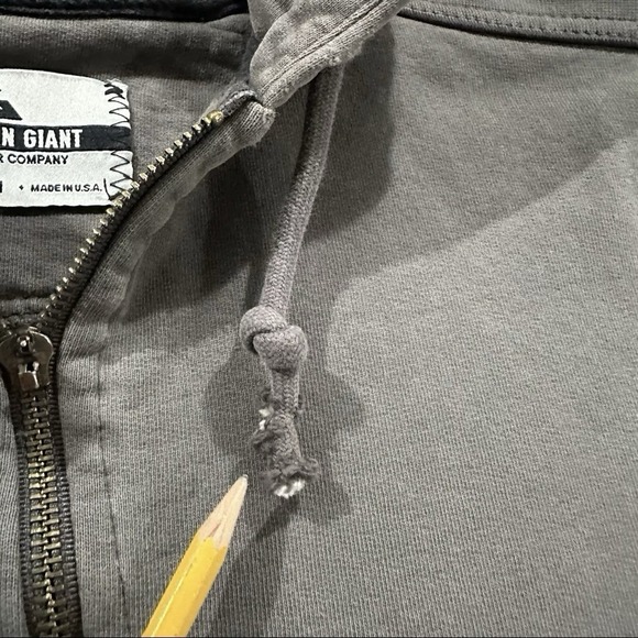 American Giant Hoodie Mens M Gray Full Zip Sweatshirt Cotton Heavy USA Made Y2K - Picture 4 of 11